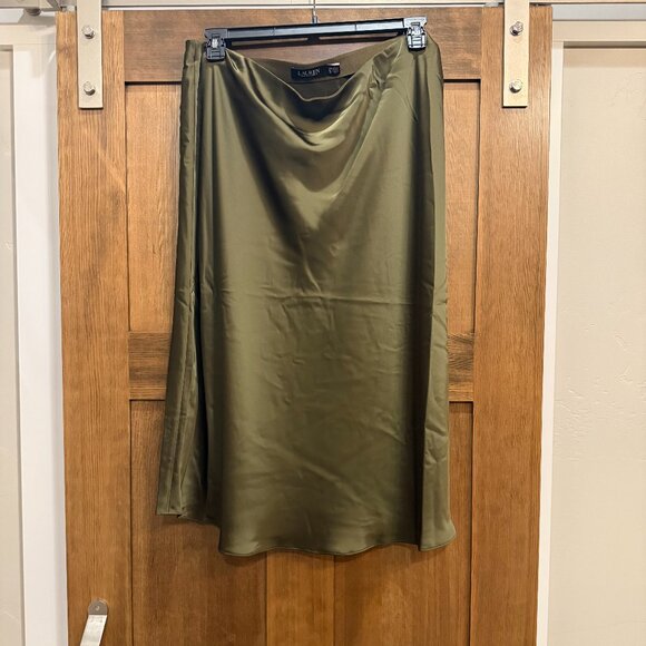 Lauren Ralph Lauren SATIN CHARMEUSE MIDI SKIRT ~ NWT ~ SIZE 14W - Picture 3 of 8